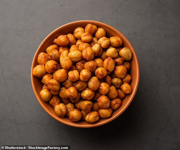 Rinse and dry 400g (14oz) of canned chickpeas; coat them thoroughly with olive oil and a pinch of smoked paprika and roast for about 45 minutes on a medium heat until they’re crispy