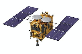 Artist rendering of the Japan Aerospace Exploration Agency's Hayabusa2 spacecraft, created on October...