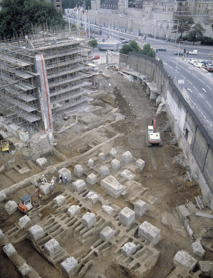 Excavation of a grave site during a construction site in London