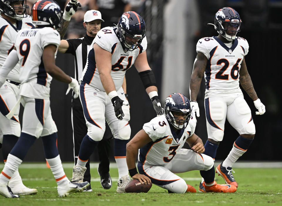 Denver Broncos quarterback Russell Wilson (3) hasn't gotten off to a good start this season.  (Photo by RJ Sangosti/MediaNews Group/The Denver Post via Getty Images)