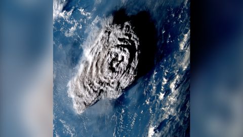 This satellite view shows what the crest looked like 100 minutes after the eruption began. 