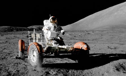 A NASA astronaut on a lunar pirate on the surface of the moon