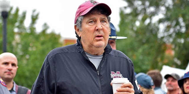 Mississippi State Bulldogs head coach Mike Leach before a game against the Auburn Tigers at Davis Wade Stadium on November 5, 2022 in Starkville, Miss.