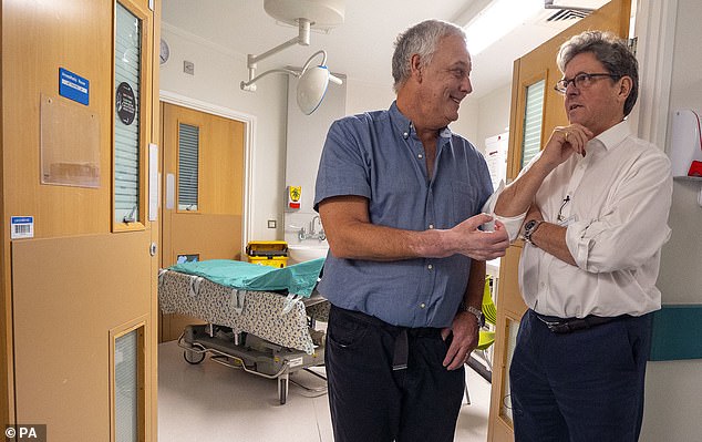 Ten years after Mark Cahill (left), 61, had the operation at Leeds General Infirmary, the former pub owner has revealed how it changed his life