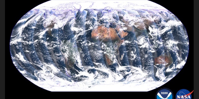 Unlike geostationary satellites, polar-orbiting satellites capture packets of data all over the world and observe the entire planet twice a day.  This global mosaic, launched by the VIIRS instrument on the NOAA-21 satellite recently, is a composite image created from these files over a 24-hour period between Dec. 5  2022 and 6 Dec. 