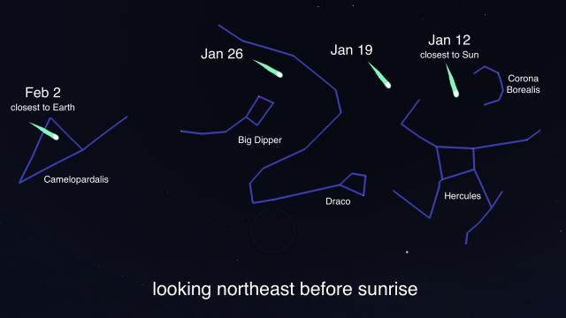 Comet C/2022 E3 (ZTF) locations by Jan 2023